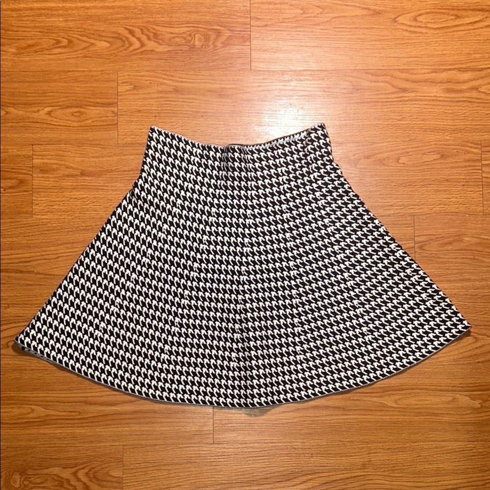 Black and White Mini A-Line Pleated Skirt
